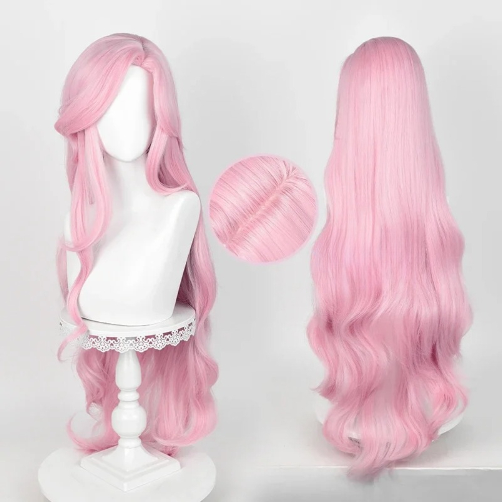 Cosplay Anime Pink Hair - Long Pink Wavy Heat Resistant Synthetic
