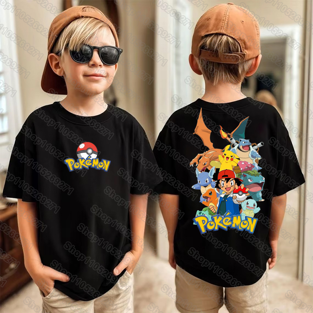 Anime Cosplay Pokemon - Pokemons Pikachu Cartoon Kids Printed T-Shirts