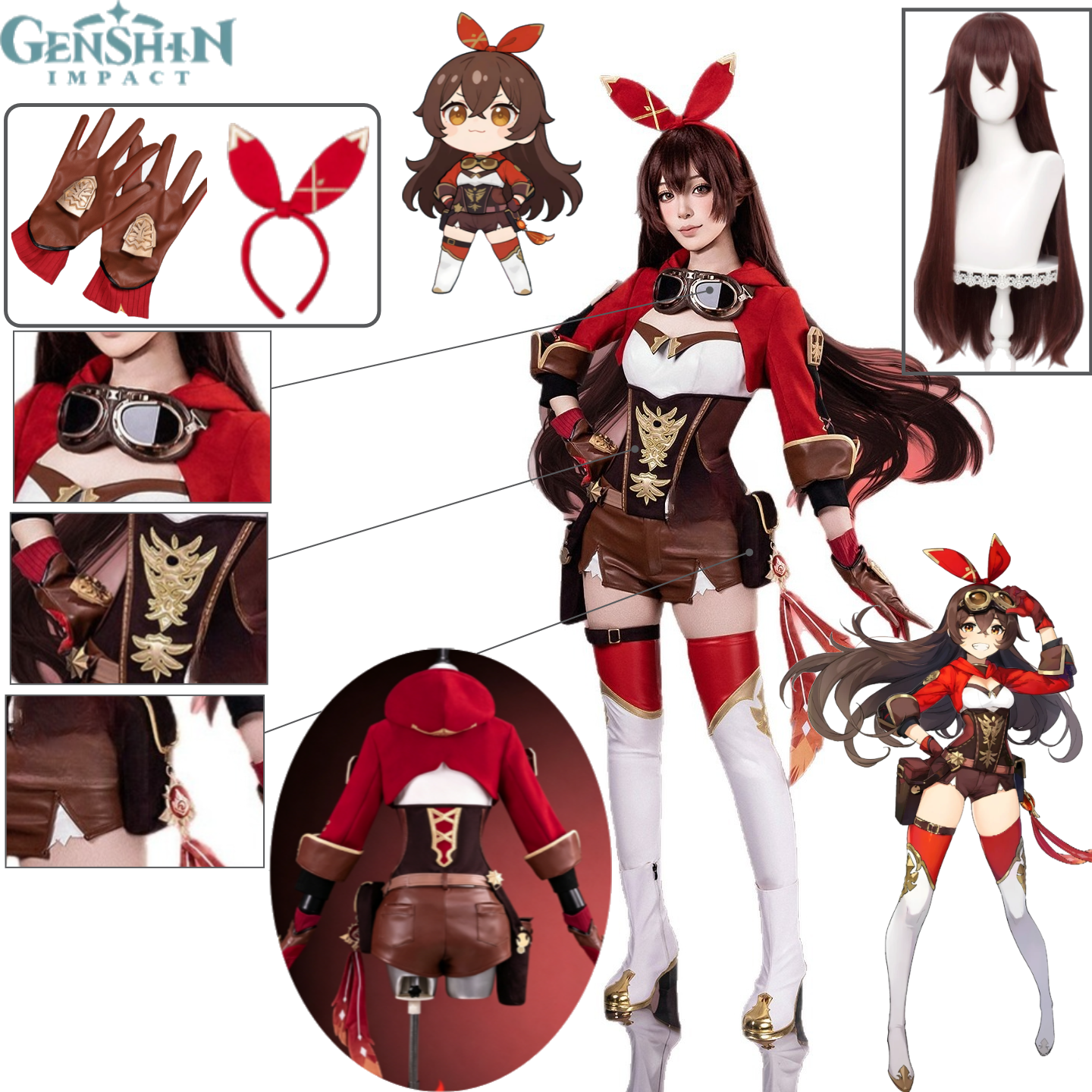 Genshin Impact Amber Cosplay C - Anime Cosplay Glasses recensione e prezzo