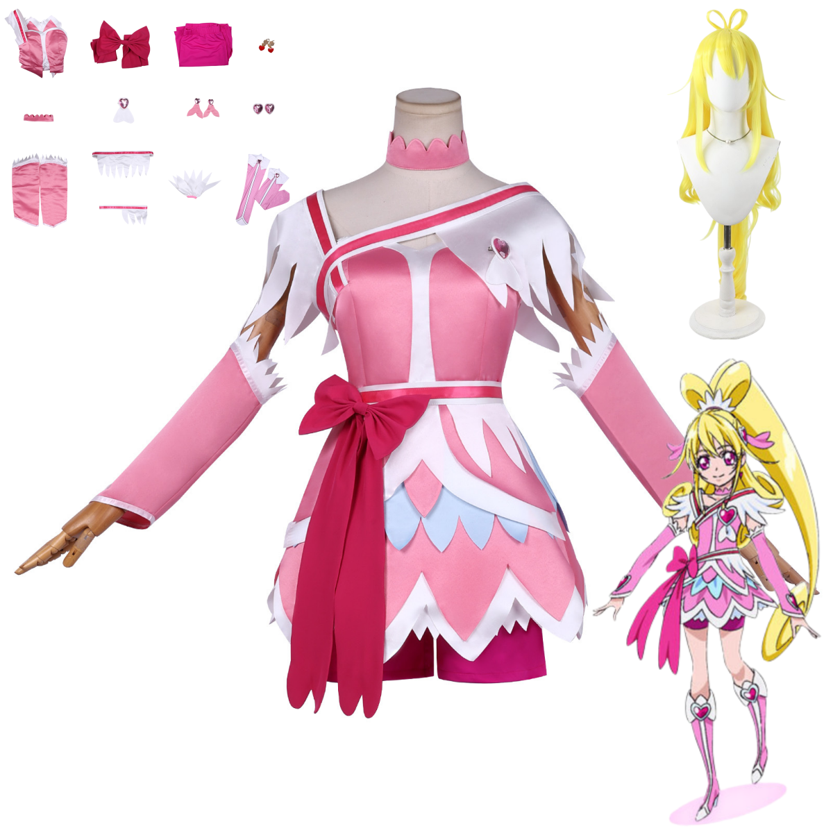 Anime Doki Doki! PreCure Cure  - Cosplay Anime Pink Hair recensione e prezzo